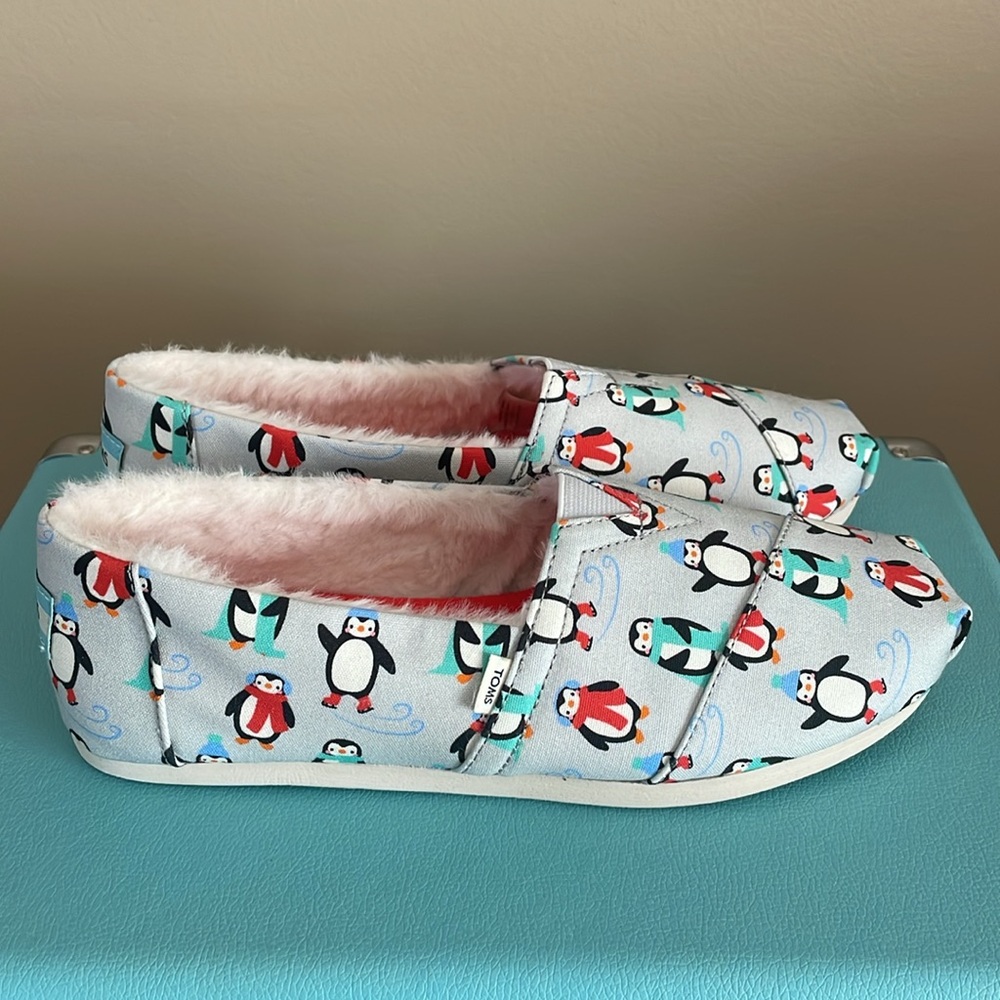 TOMS Alpargata Glacier Grey Winter Penguins SZ 7